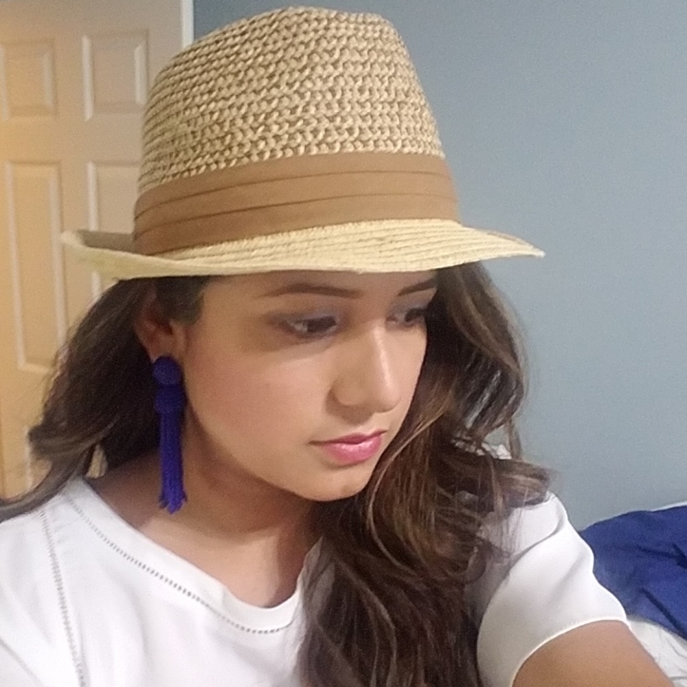 Brown Vince Camuto Straw Phedora
